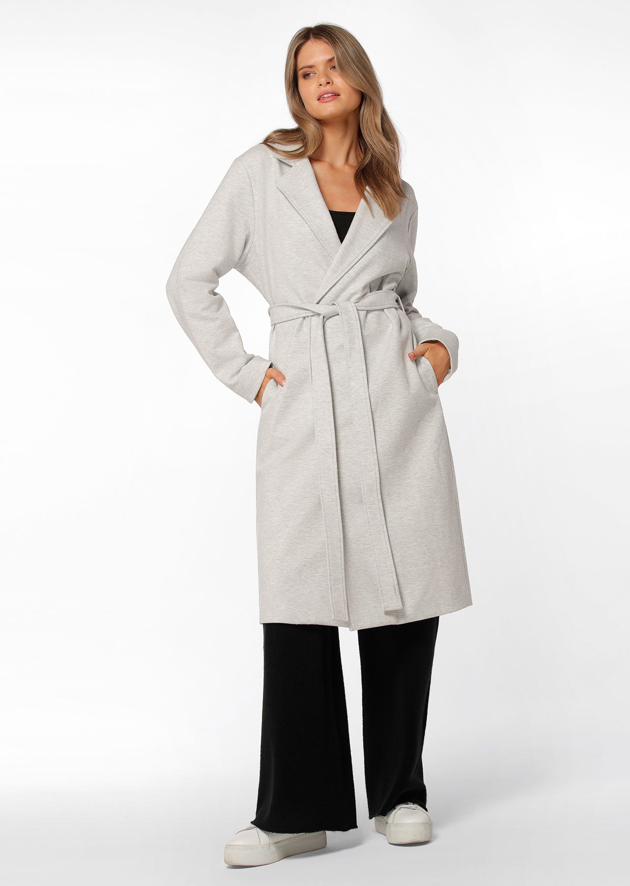 Lorna Jane Athleisure Oversized Coat - Pastel Grey Marl