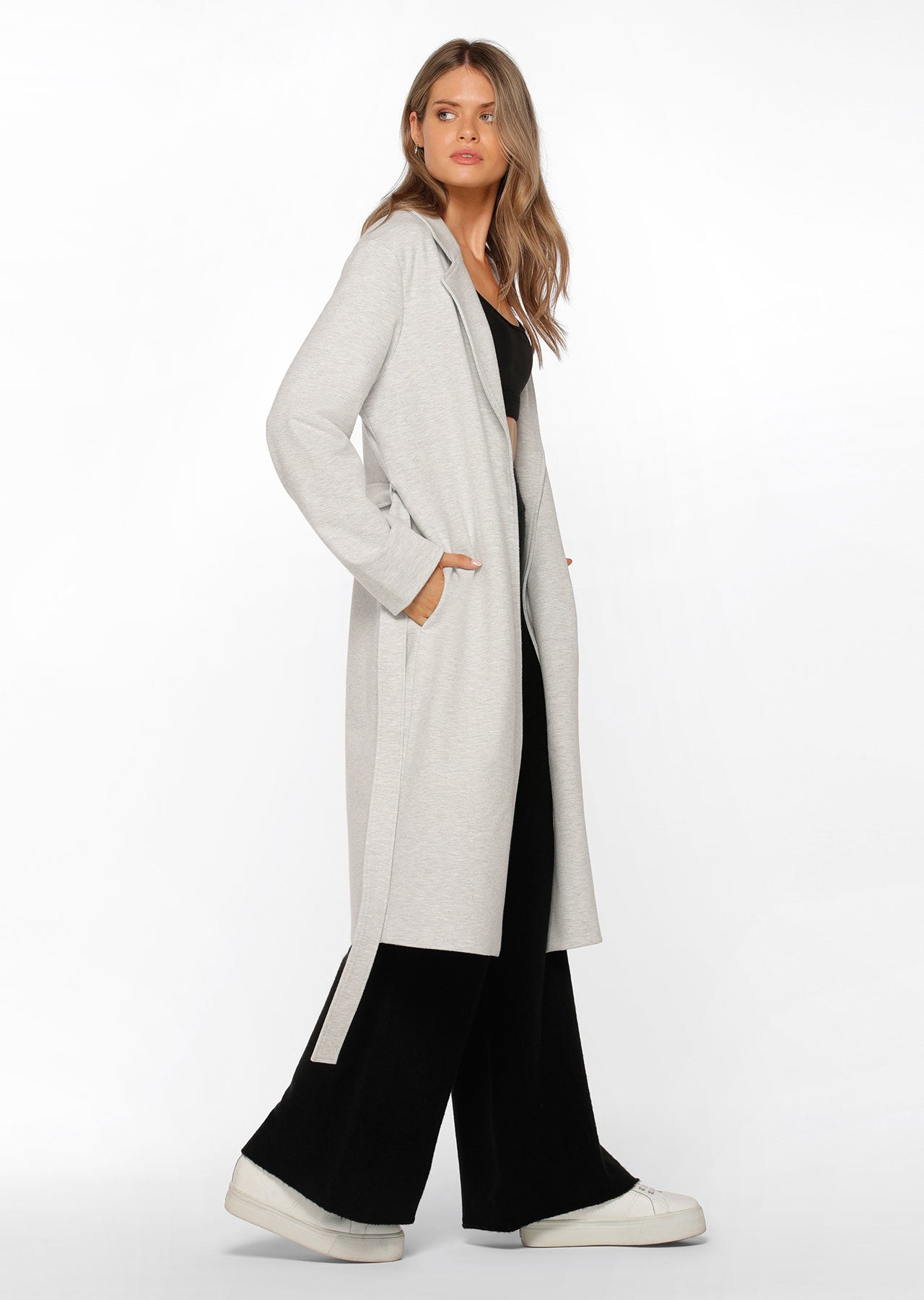 Lorna Jane Athleisure Oversized Coat - Pastel Grey Marl