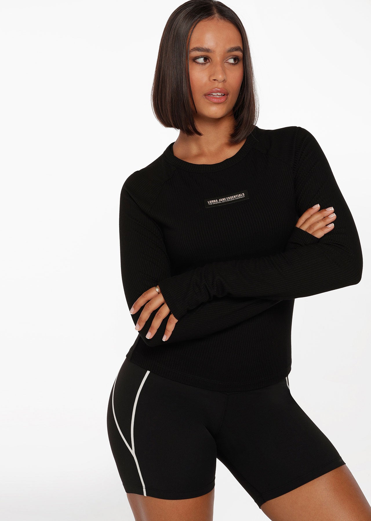 Lorna Jane Warm Up Rib Long Sleeve Top - Black