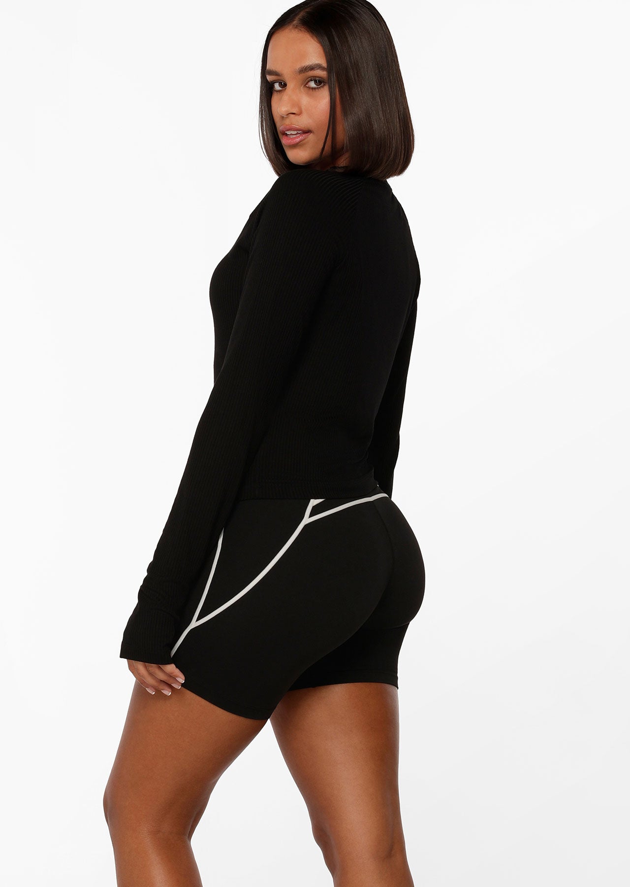 Lorna Jane Warm Up Rib Long Sleeve Top - Black