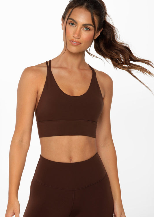 Lorna Jane Lotus Longline Sports Bra - Espresso