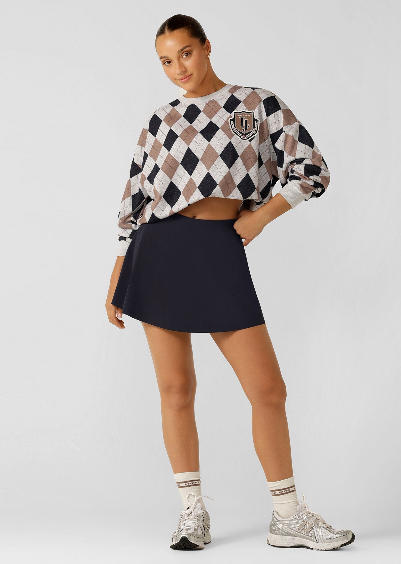 Lorna Jane Alumni Argyle Oversized Sweat - Argyle Print