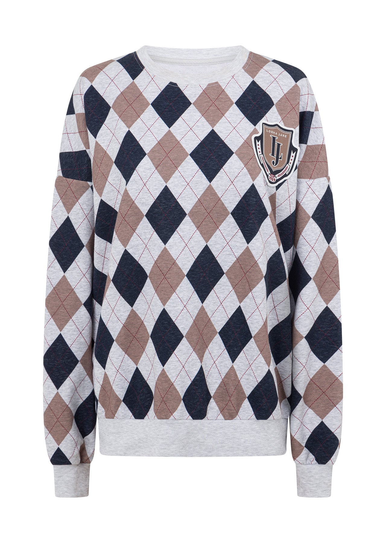 Lorna Jane Alumni Argyle Oversized Sweat - Argyle Print