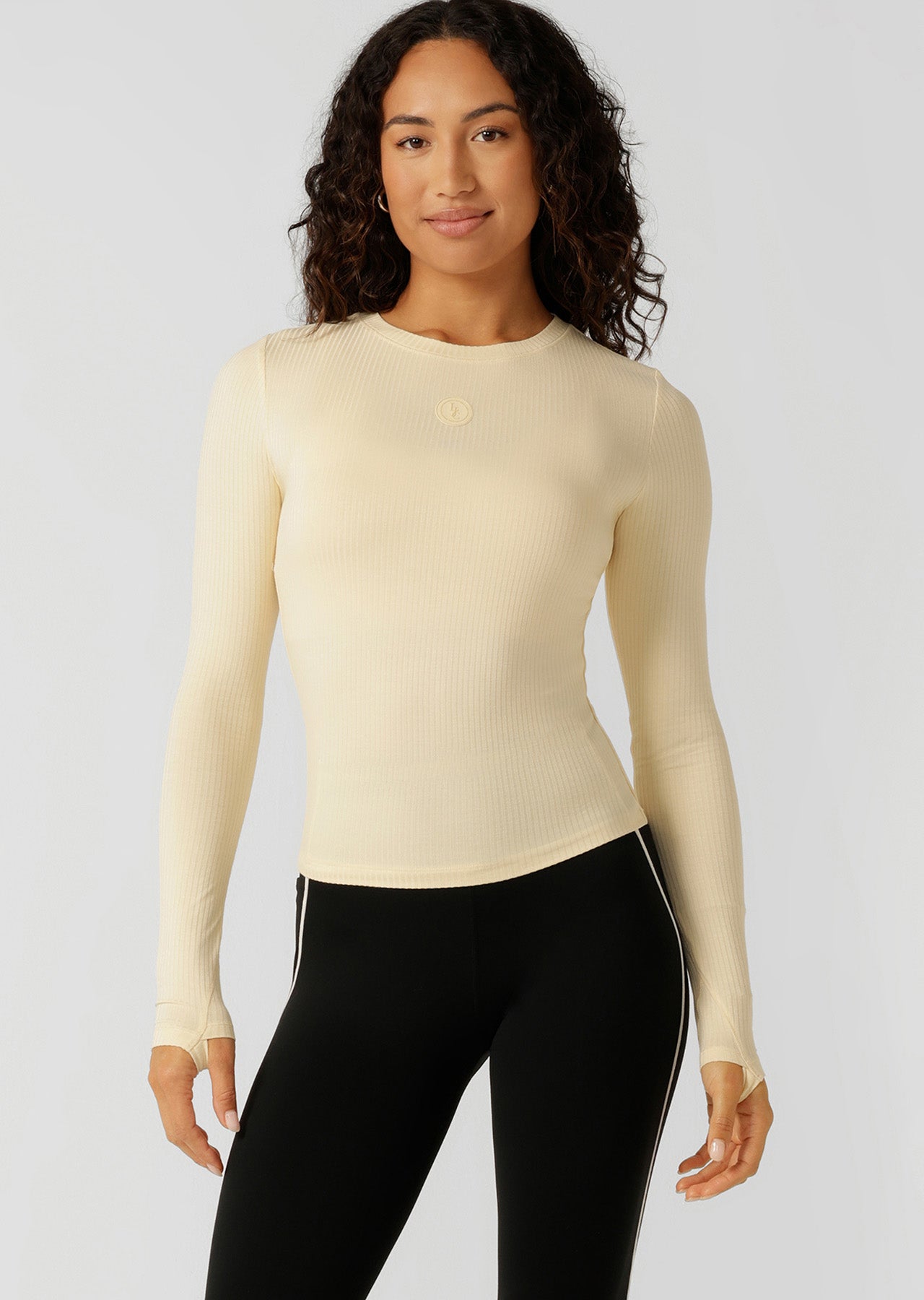Lorna Jane Movement Long Sleeve Rib Top - Buttermilk
