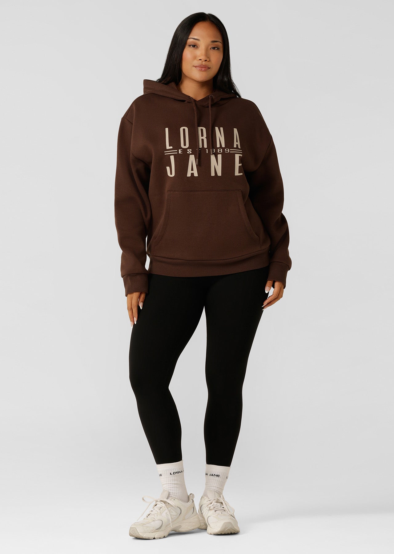 Lorna Jane Lounge Fleece Hoodie - Espresso