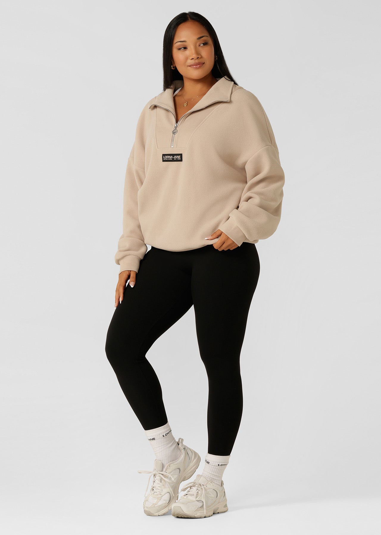 Lorna Jane Clubhouse Polar Fleece 1/2 Zip - Latte