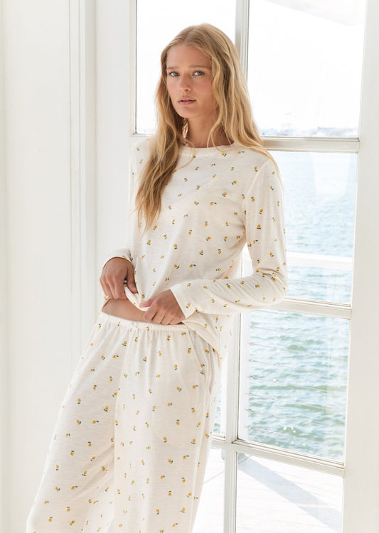 Lorna Jane Sweet Citrus Long Sleeve Lounge T-Shirt - Sweet Citrus Print