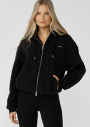 Lorna Jane Field Teddy Zip Through Hoodie - Black