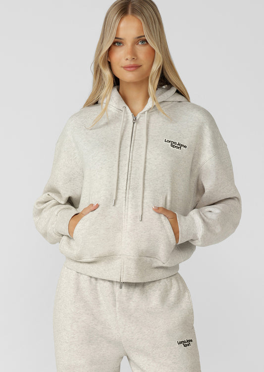 Lorna Jane Sport Mode Zip Through Hoodie - Chalk Marl