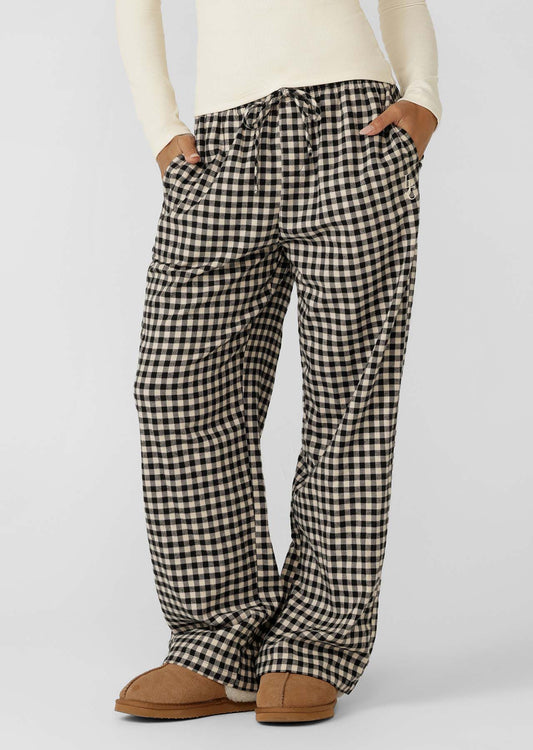 Lorna Jane Sugarplaid Flannel Lounge Pants - Cream Check