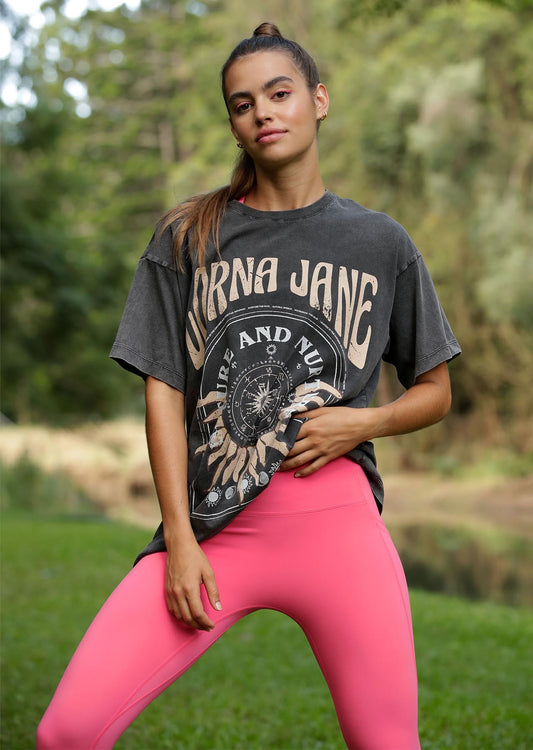 Lorna Jane Nature And Nurture Washed Oversized Tee - Washed Black
