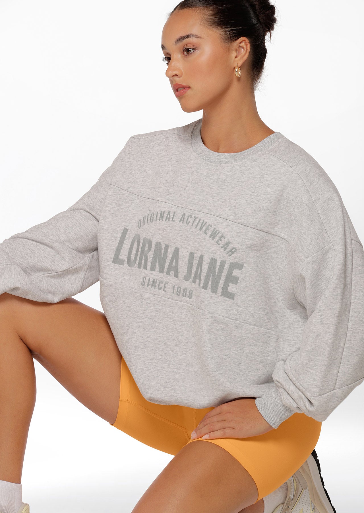 Lorna Jane 90S Oversized Sweat - Light Grey Marl