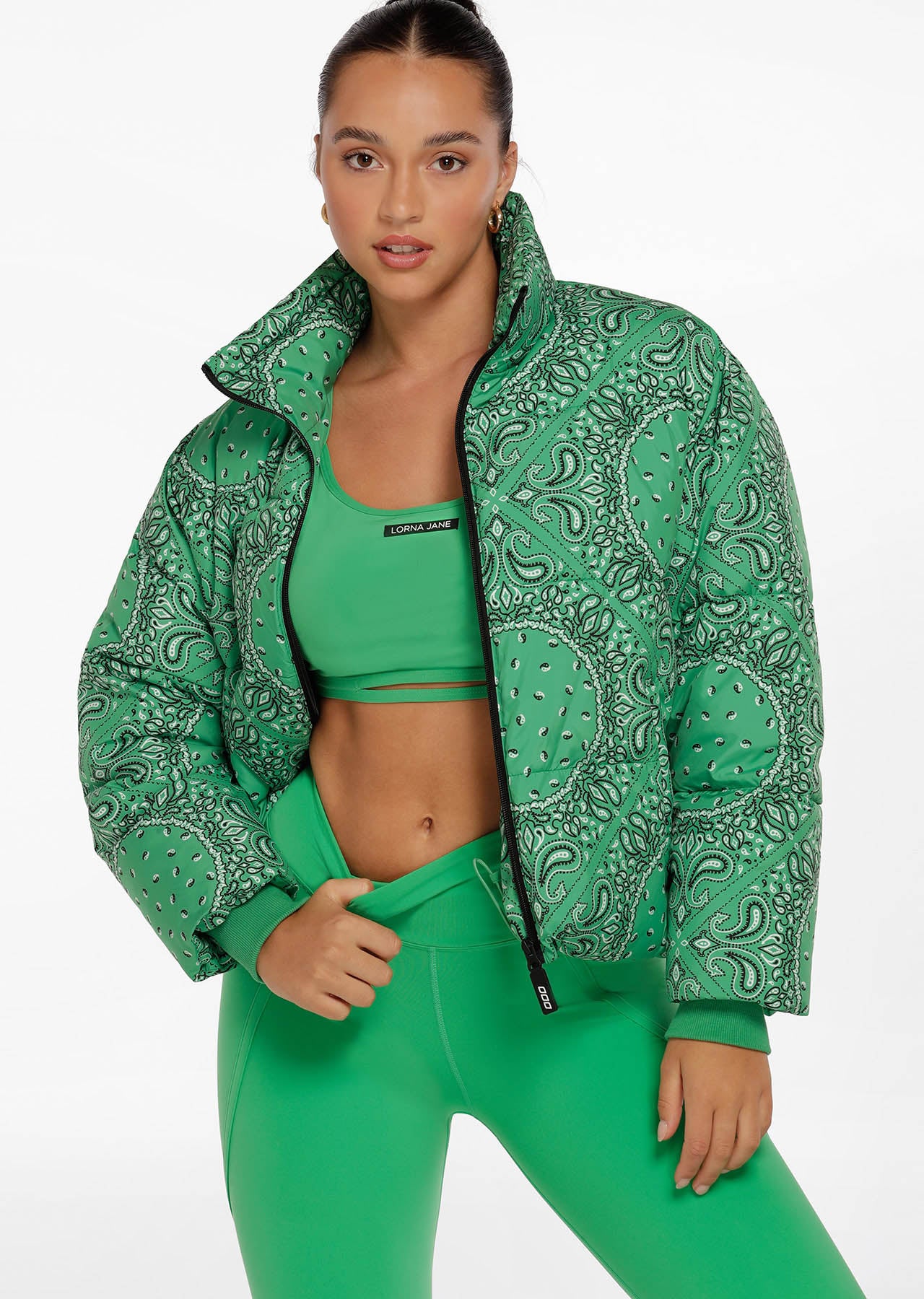 Lorna Jane Weightless Bandana Puffer Jacket - Mojito Bandana Print