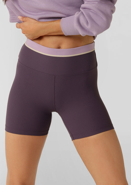 Lorna Jane Perfect Practice Rib 12Cm Bike Shorts - Midnight Plum