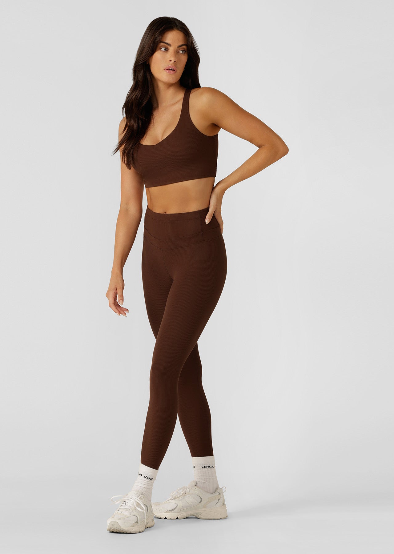 Lorna Jane Irresistible Rib Ankle Biter Leggings - Espresso