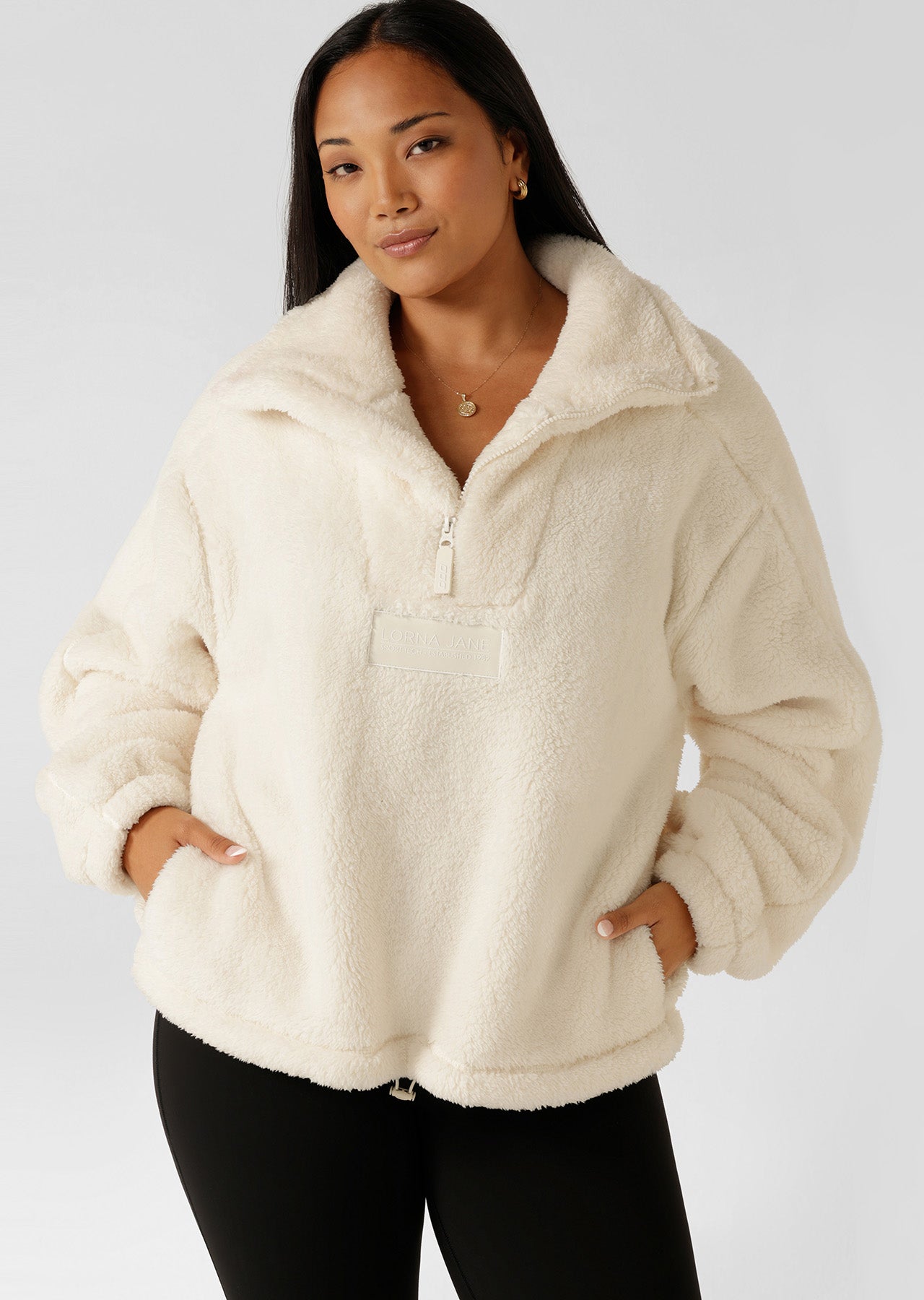 Lorna Jane Everyday Teddy Quarter Zip Sweat - Cream