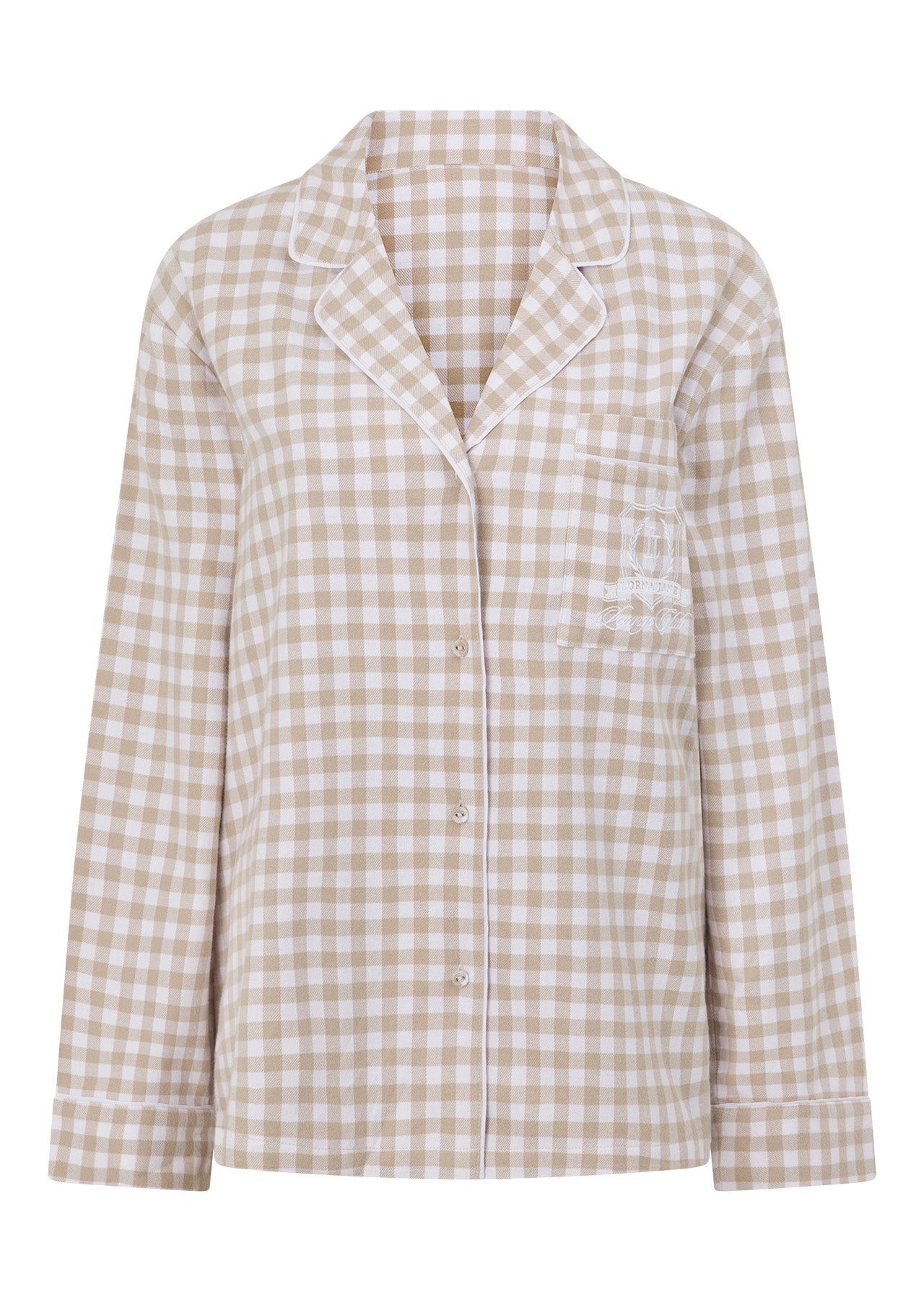 Lorna Jane Flannel Lounge Shirt - Latte Check