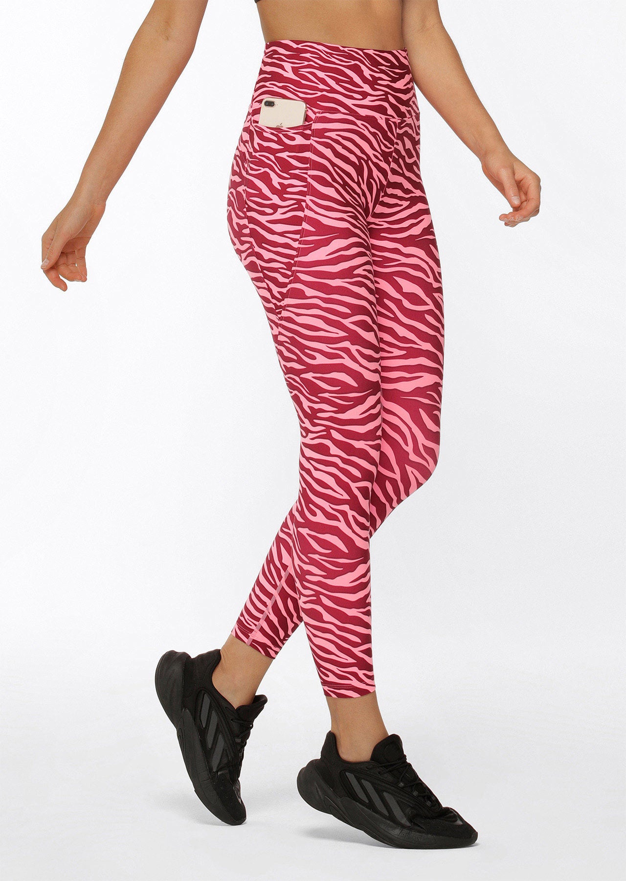 Lorna Jane Amy Phone Pocket Ankle Biter Leggings - Bright Zebra Print