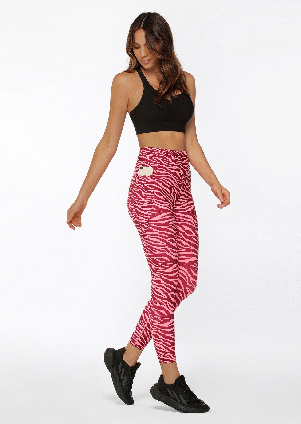 Lorna Jane Amy Phone Pocket Ankle Biter Leggings - Bright Zebra Print