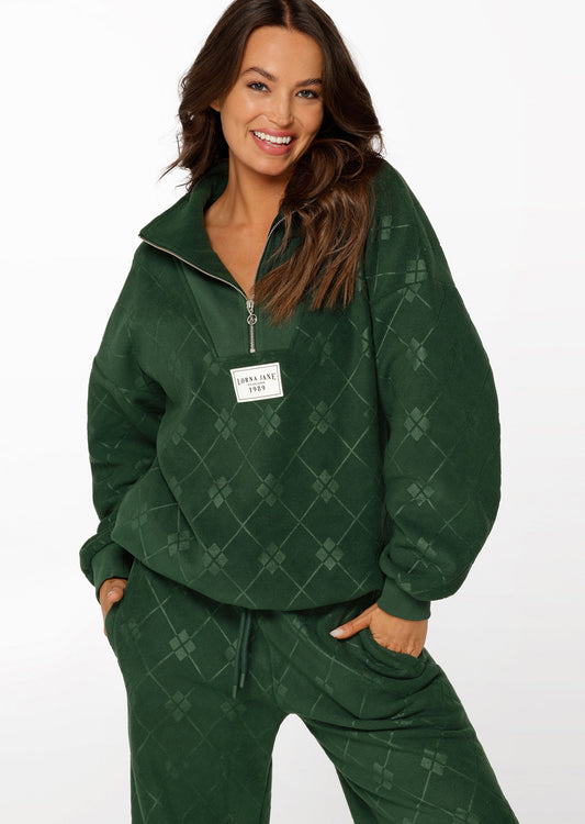Lorna Jane Clubhouse Polar Fleece Sweat - Dark Green