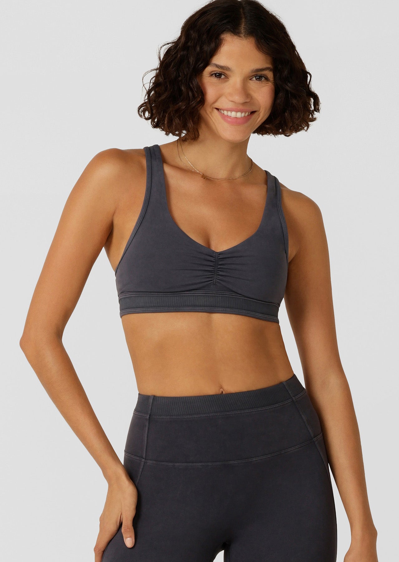 Lorna Jane Weekender Washed Sports Bra - Washed Midnight Blue