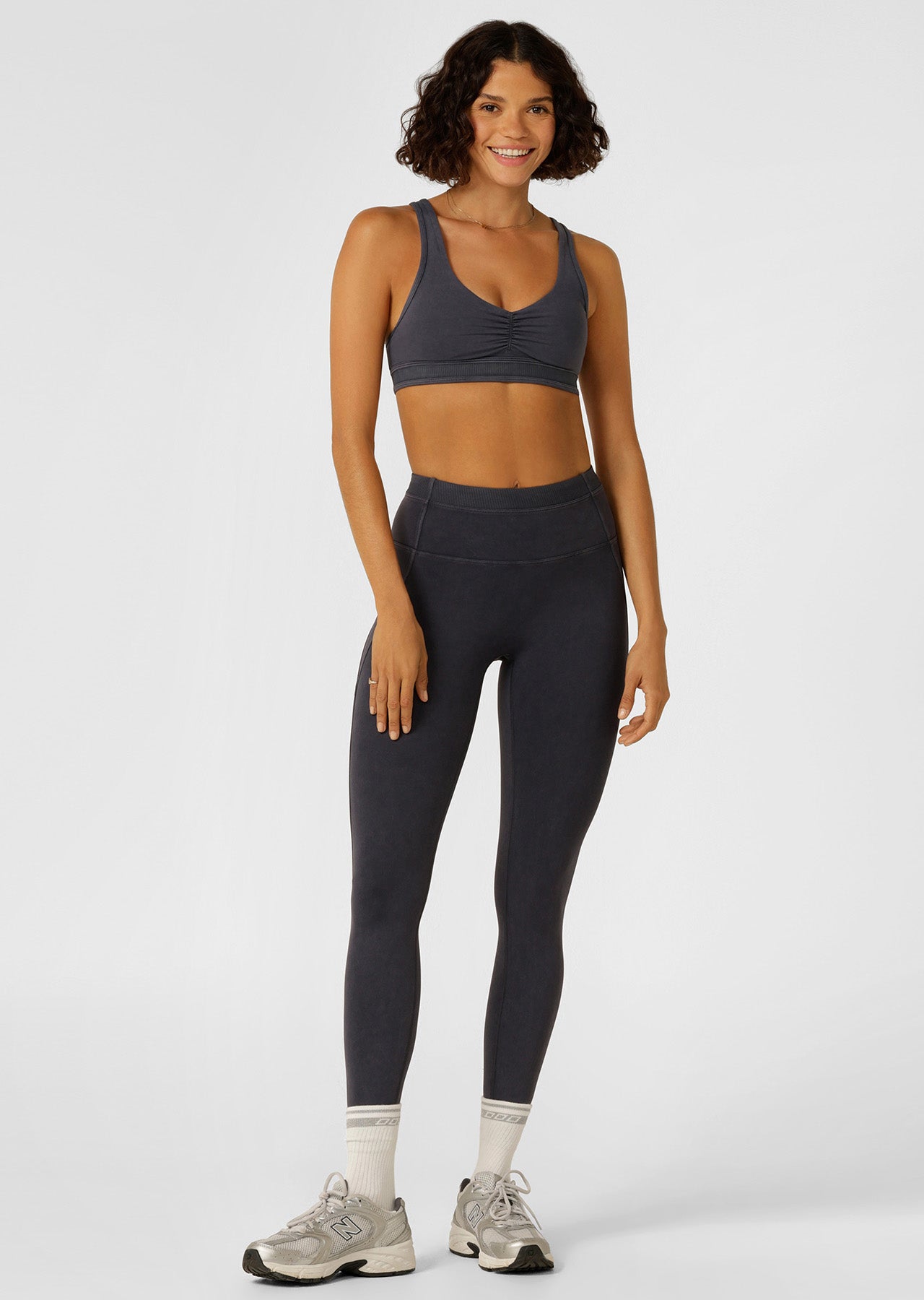 Lorna Jane Weekender Washed Sports Bra - Washed Midnight Blue