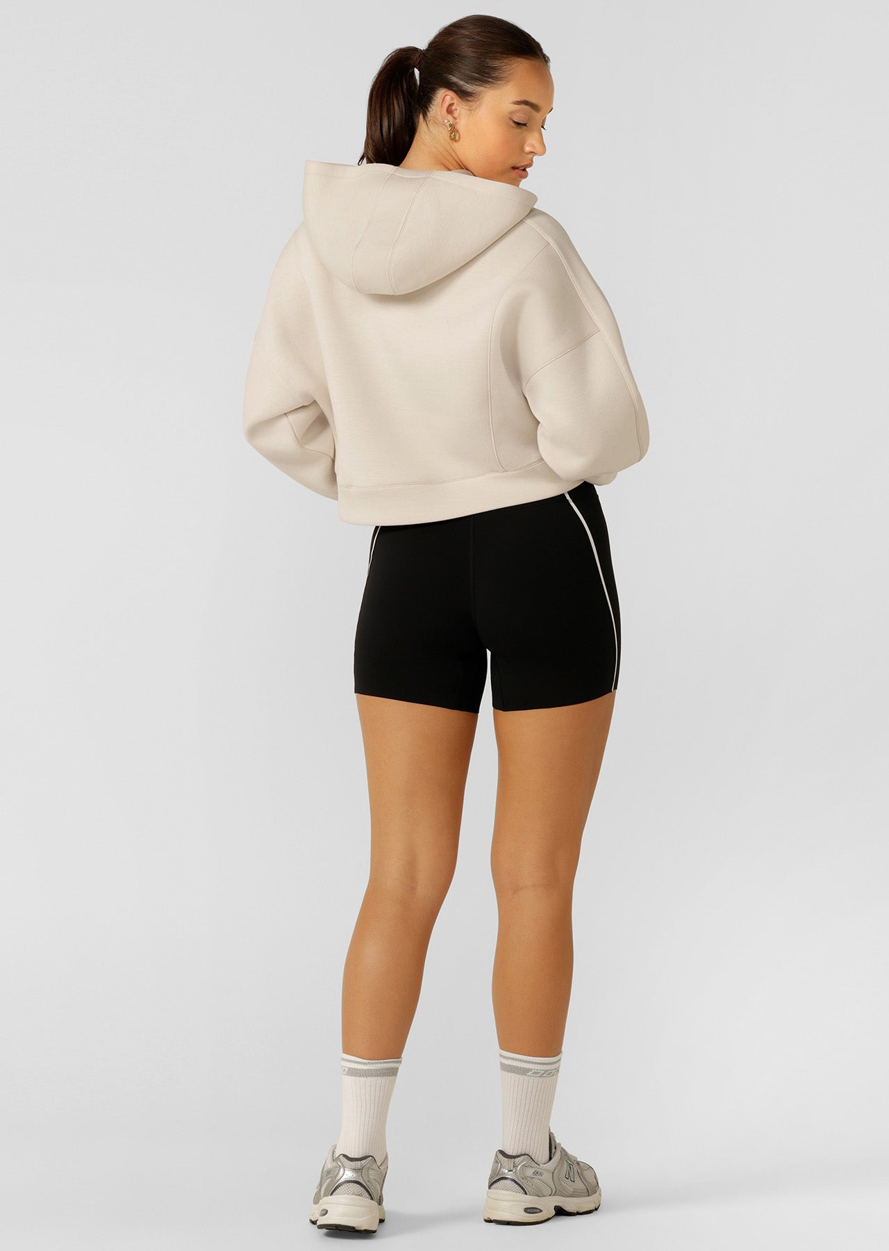 Lorna Jane All Hours Secret Pocket Cropped Hoodie - Ivory