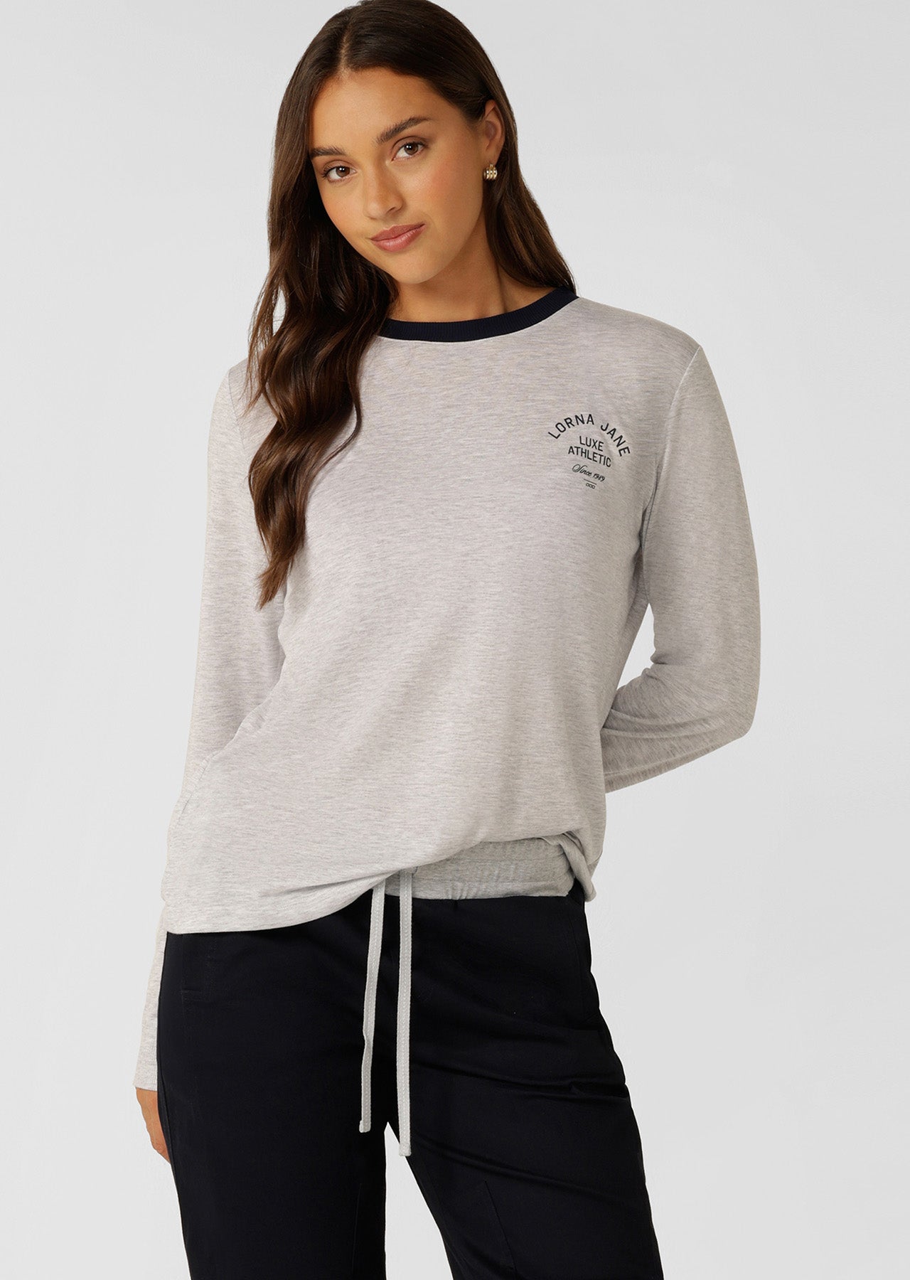 Lorna Jane Limited Edition Lotus Long Sleeve T-shirt - Light Grey Marl