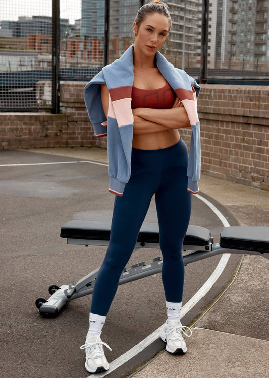Lorna Jane Contour Sculpt No Chafe Ankle Biter Leggings - Platinum Navy