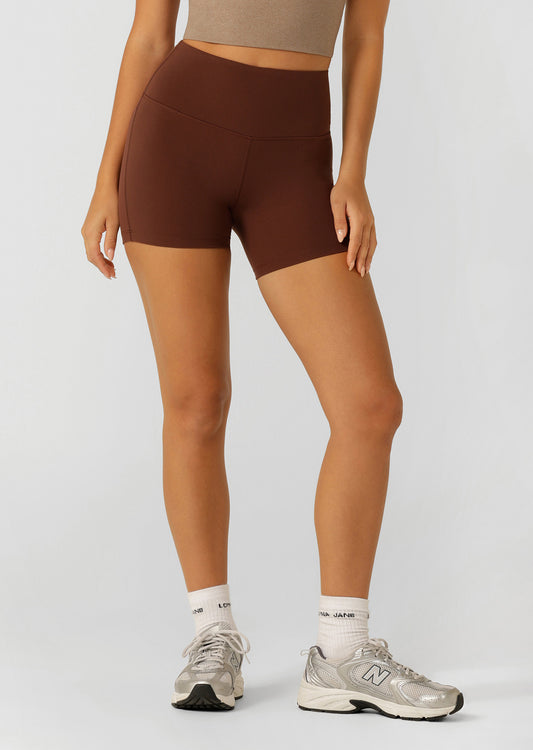 Lorna Jane Limited Edition Lotus No Chafe 12cm Bike Shorts - Truffle
