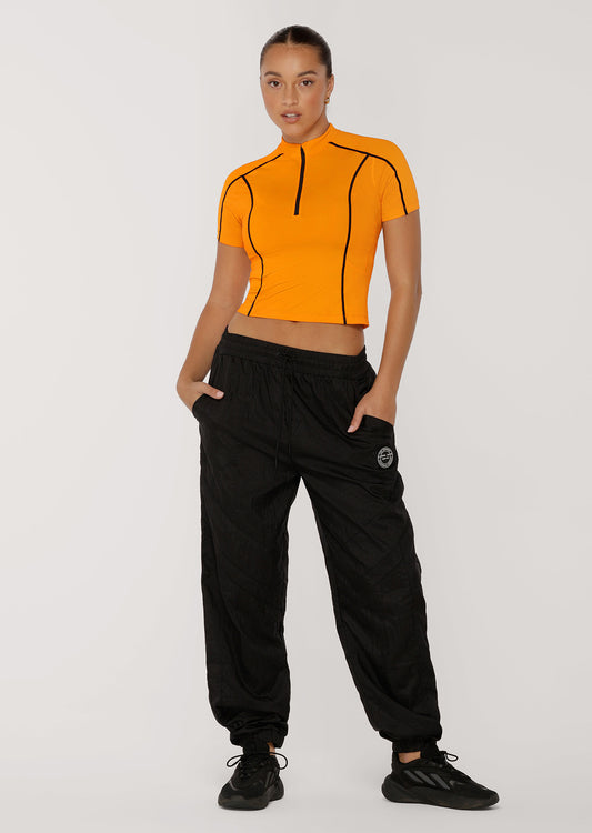 Lorna Jane Climber Short Sleeve Active Zip Top - Pumpkin