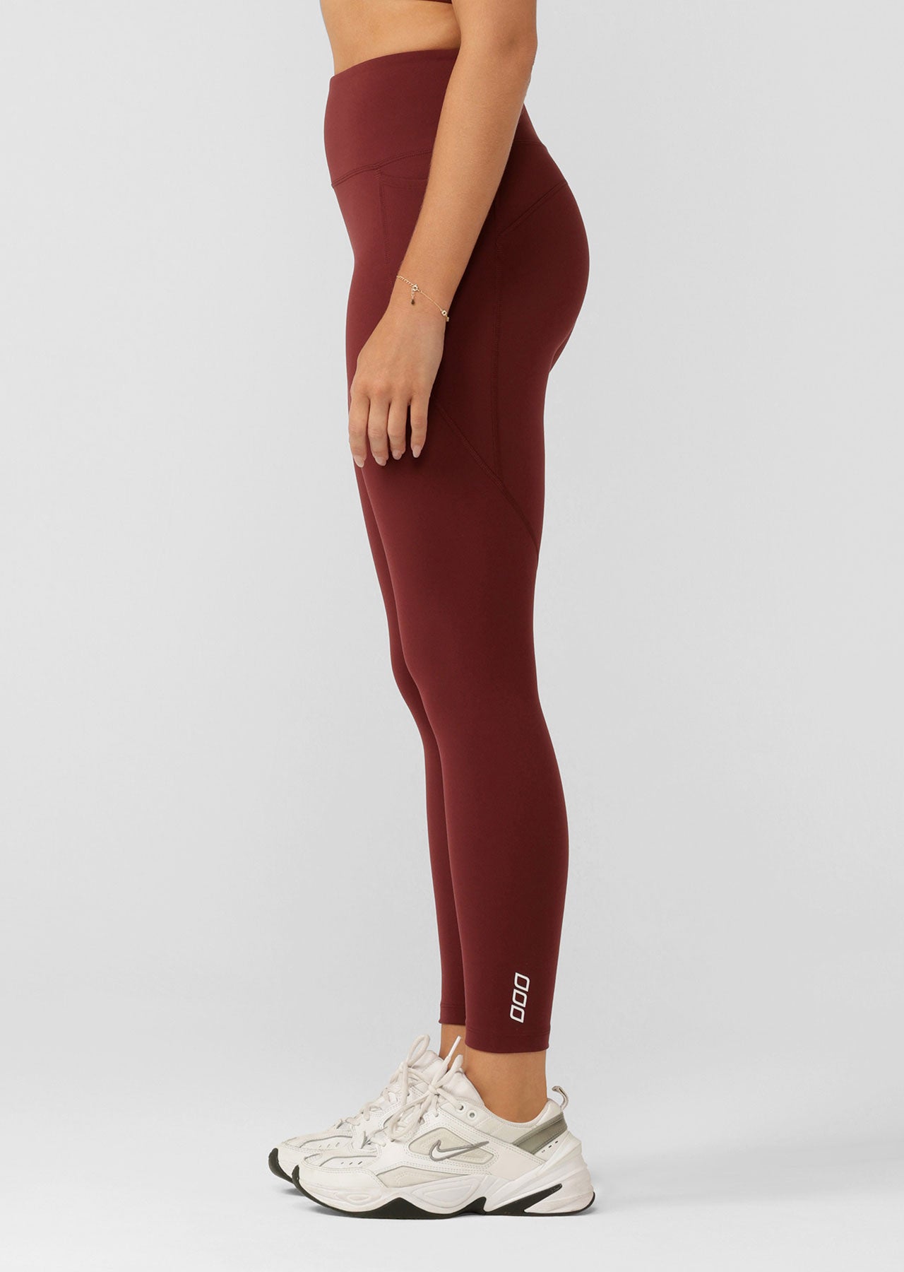 Lorna Jane Amy Phone Pocket Ankle Biter Tech Leggings - Maroon