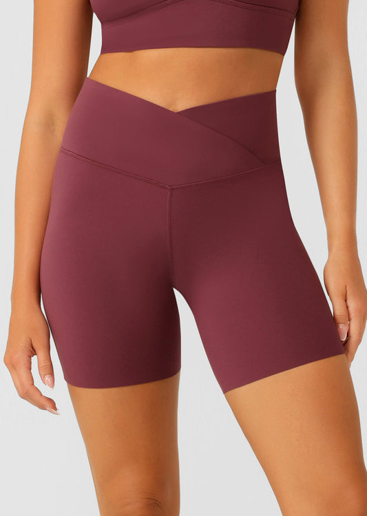 Lorna Jane Inspire Wrap Waist 16cm Bike Shorts - Mulberry