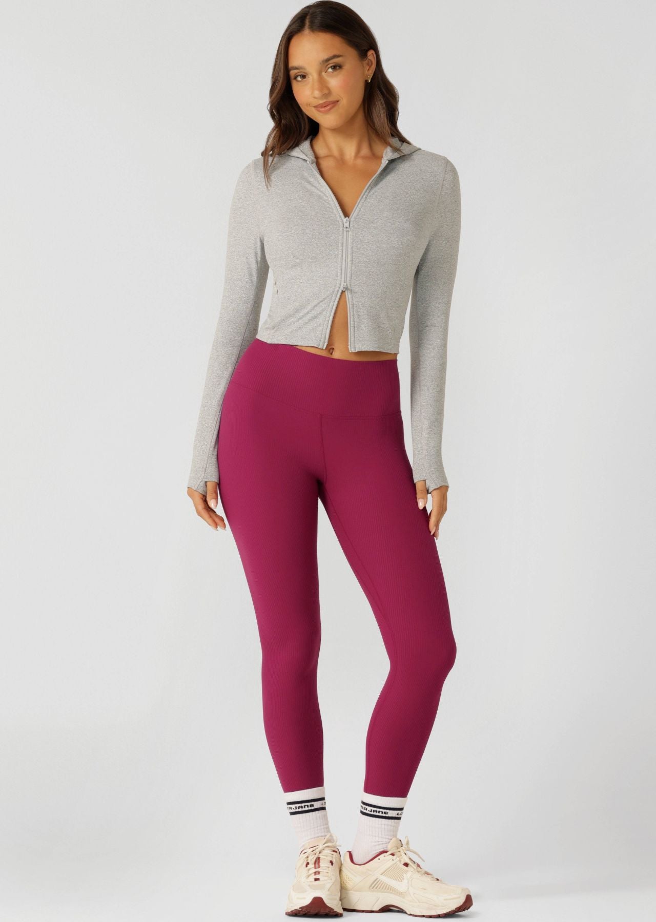 Lorna Jane Irresistible Rib Full Length Leggings - Berry Red