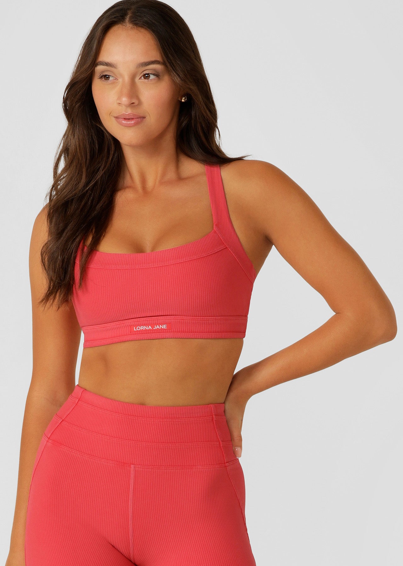 Lorna Jane Amplify Washed Rib Sports Bra - Washed Ginger