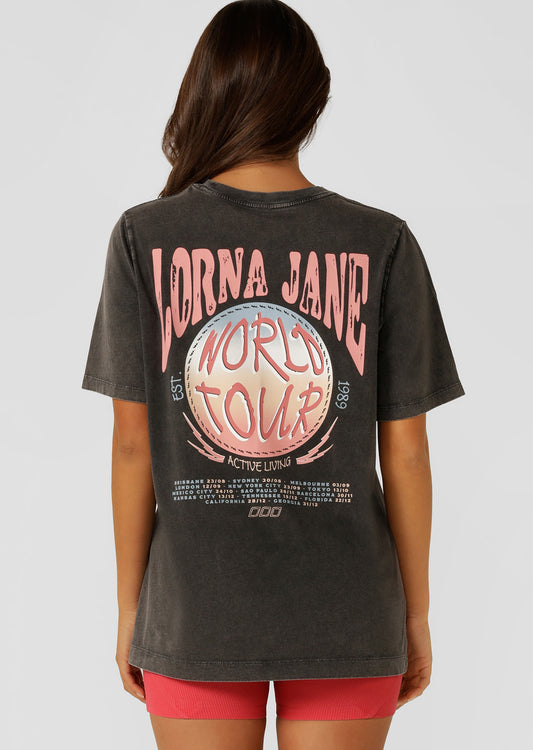 Lorna Jane Lorna Jane World Tour T-Shirt - Washed Black