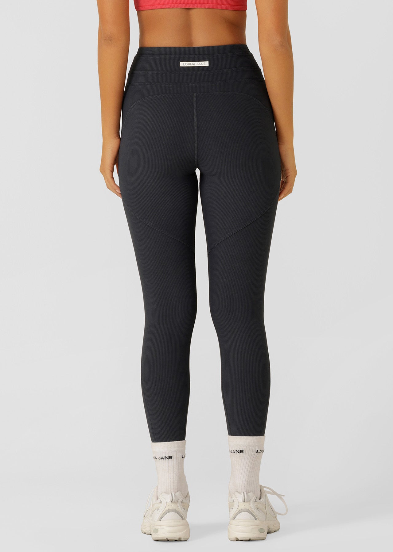 Lorna Jane Amplify Washed Rib Ankle Biter Leggings - Washed Black