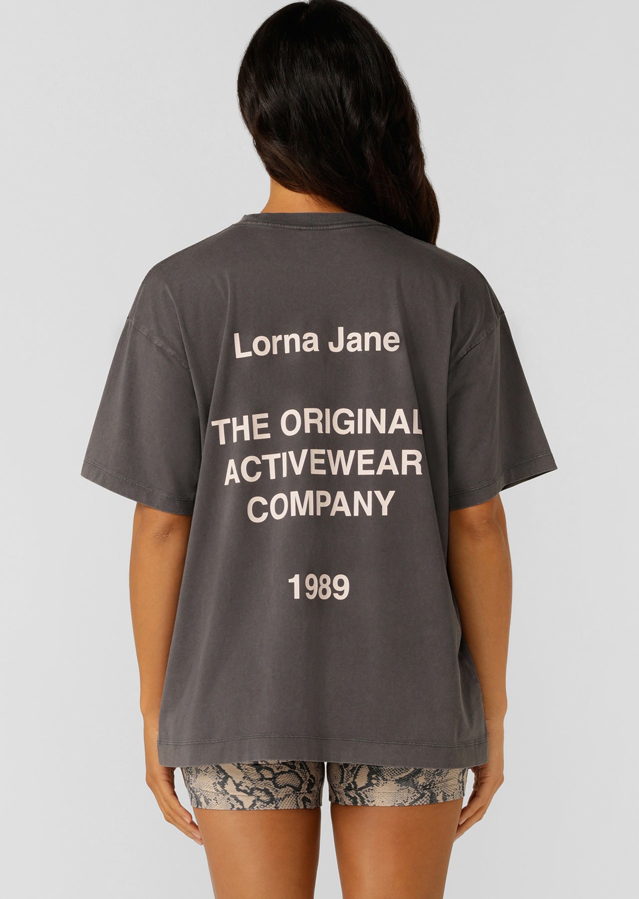 Lorna Jane Original Activewear Washed Logo T-Shirt - Washed Titanium