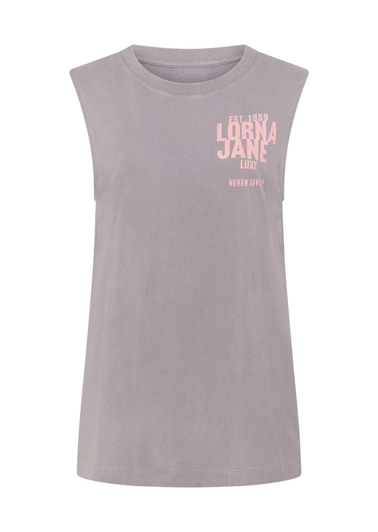 Lorna Jane Never Give Up Washed Tank - Washed Dark Concrete Grey