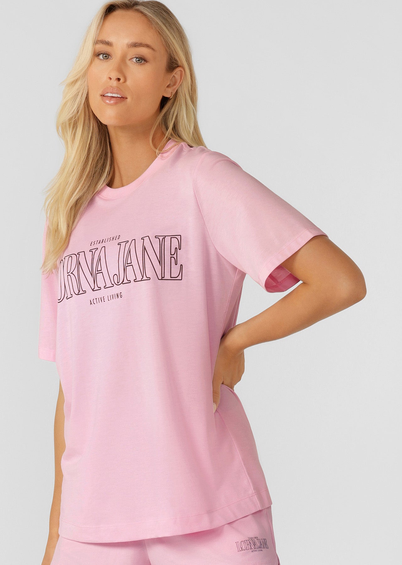 Lorna Jane Active Living Weekender Relaxed T-Shirt - Sweet Pink