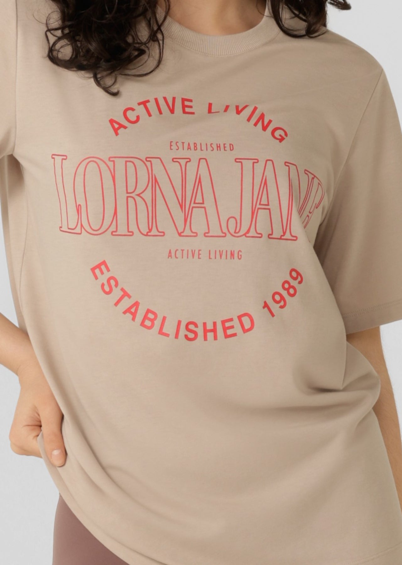 Lorna Jane Ultimate Weekender Relaxed T-Shirt - Latte