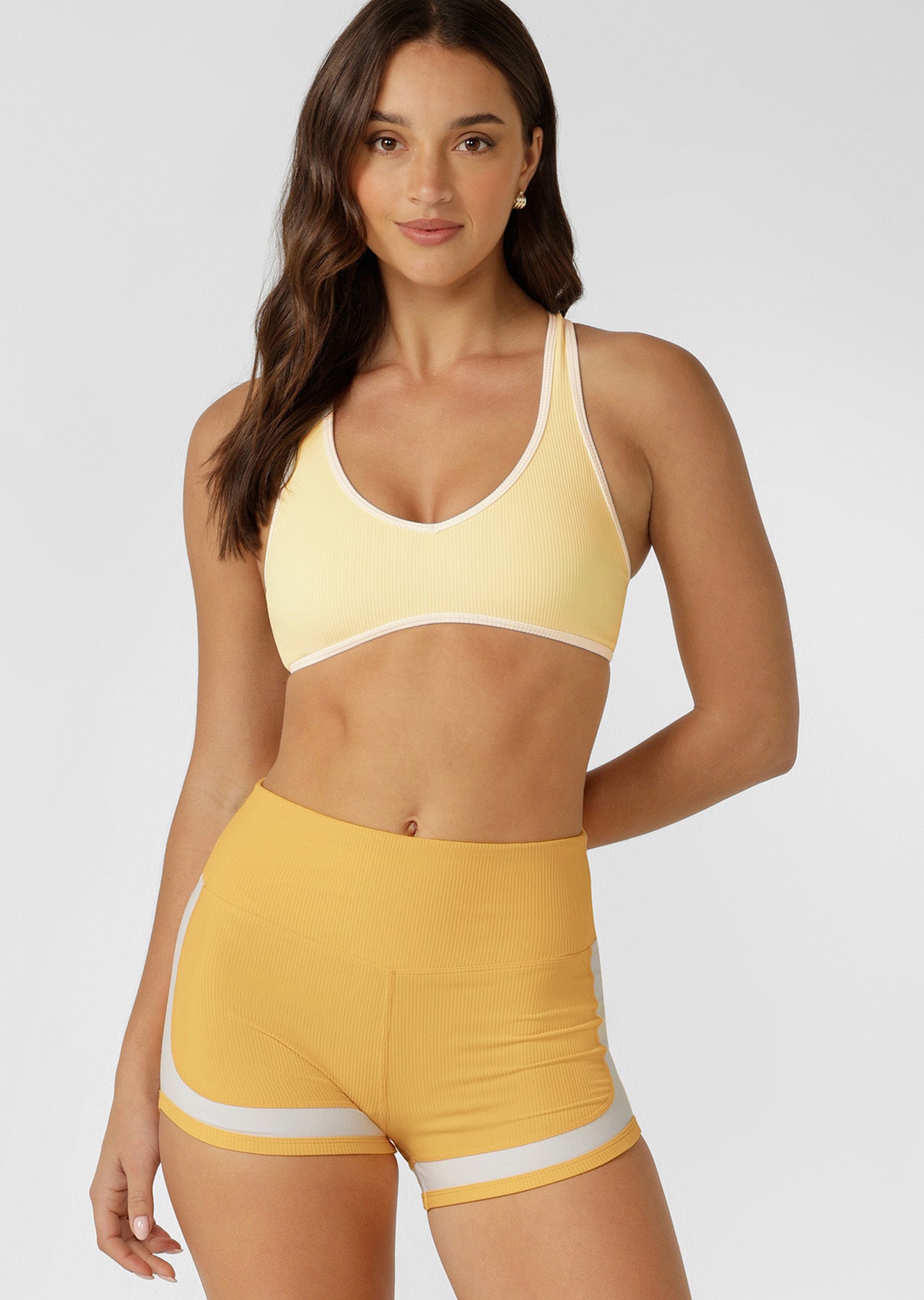 Lorna Jane Camp Cove Rib Sports Bra - Lemon Cream
