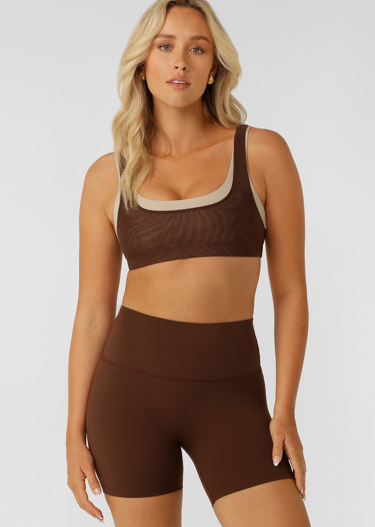 Lorna Jane Double Down Sports Bra - Truffle