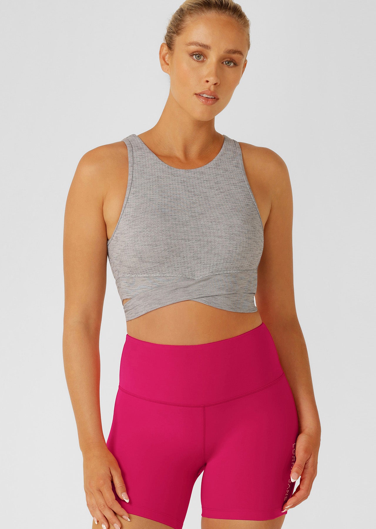 Lorna Jane Get Fit Revolution Sports Bra - Grey Marl Stripe