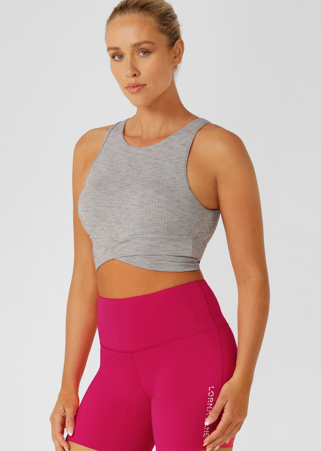 Lorna Jane Get Fit Revolution Sports Bra - Grey Marl Stripe