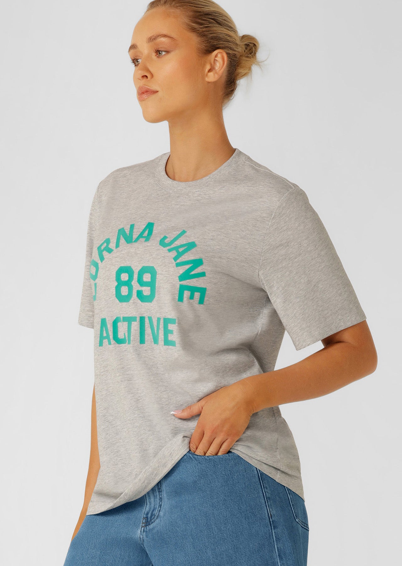 Lorna Jane Throwback Relaxed T-Shirt - Grey Marl