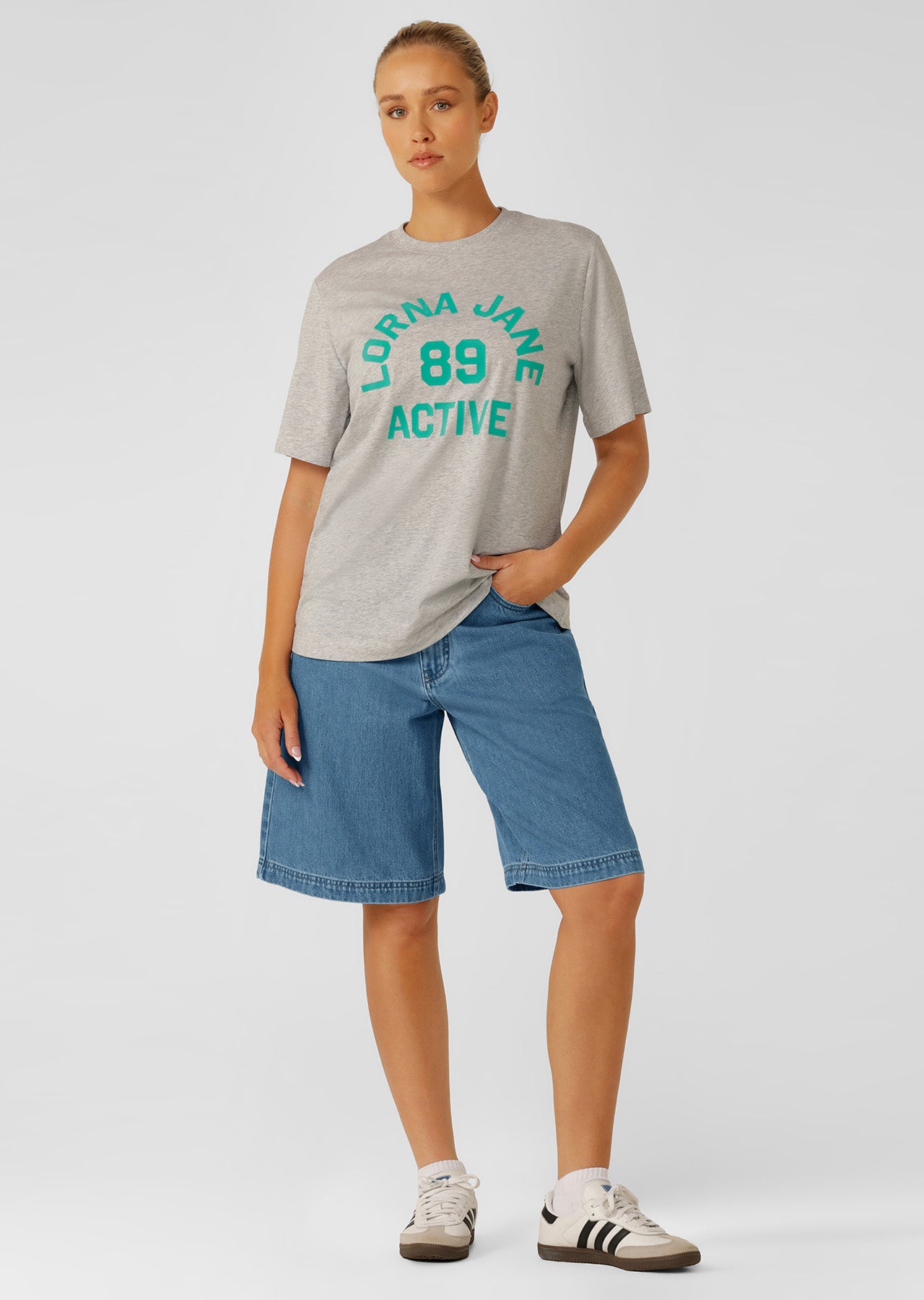 Lorna Jane Throwback Relaxed T-Shirt - Grey Marl