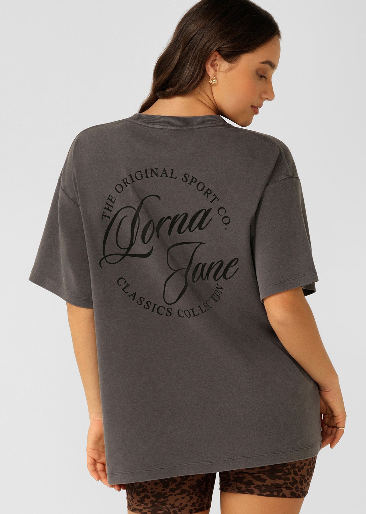 Lorna Jane Early Riser Washed Boyfriend T-Shirt - Washed Titanium