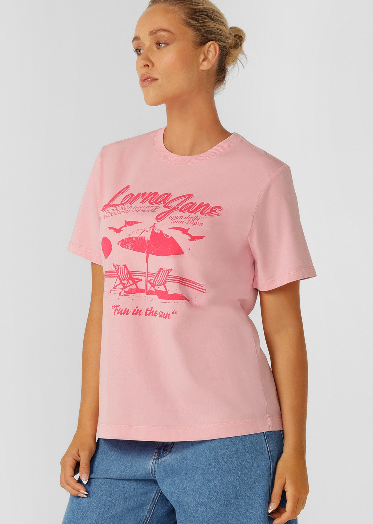 Lorna Jane Beach Club Washed Relaxed T-Shirt - Washed Strawberry Lemonade