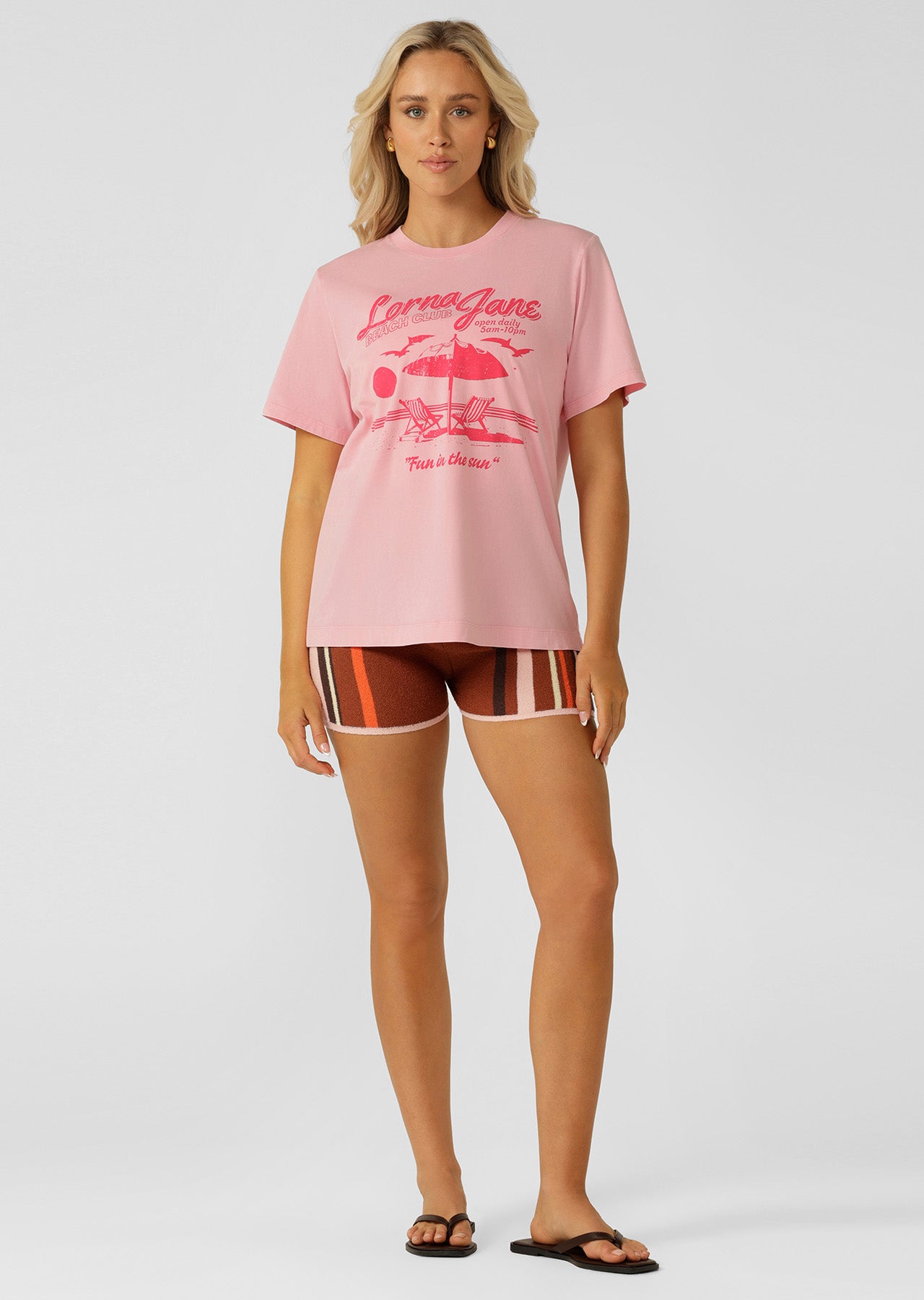 Lorna Jane Beach Club Washed Relaxed T-Shirt - Washed Strawberry Lemonade